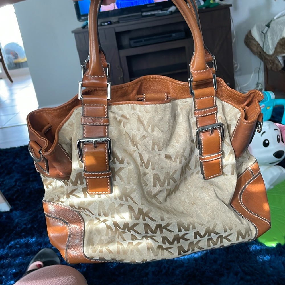 Michael Kors Jacquard Logo Handbag Drawstring Purse